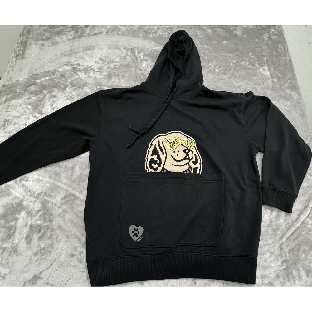Bob's By Skecher's Hooded Front Pocket Sweatshirt Men's Size XL Black Drawstring